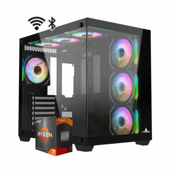 TORRE GAMER RYZEN 7 5700G - BOARD B550 WIFI + BLUETOOTH - 16 GB DDR4- CHASIS ICEBERG CRYSTAL WAVE L- 600 W 80+ BRONCE