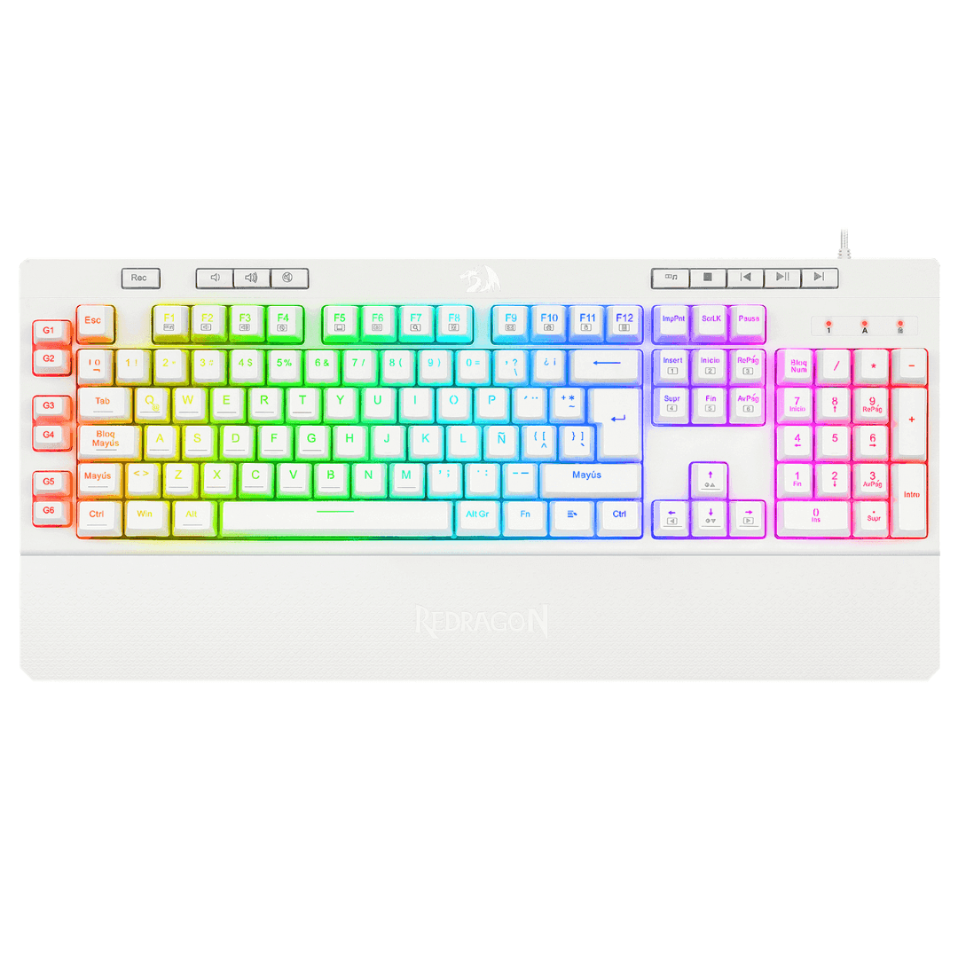 TECLADO REDRAGON K512W SHIVA RGB BLANCO MEMBRANA