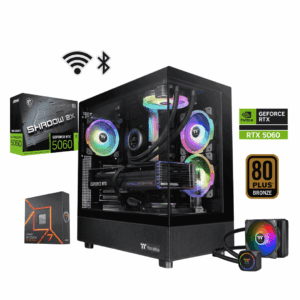 TORRE GAMER RYZEN 7 7700X - BOARD B840 WIFI+ BLUETOOTH - 32 GB DDR5 BLINDADA- CHASIS THERMALTAKE VIEW 270- FUENTE 650W 80+ BRONZE+ LIQUIDA THERMALTAKE 120MM