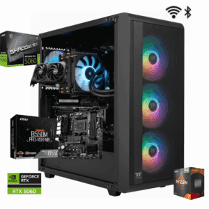 TORRE GAMER RYZEN 7 5700X + BOARD B550 WIFI + BLUETOOTH + 16 GB RAM DDR4 + RTX 5060 8GB + CHASIS S200 THERMALTAKE 650W 80+ BRONZE