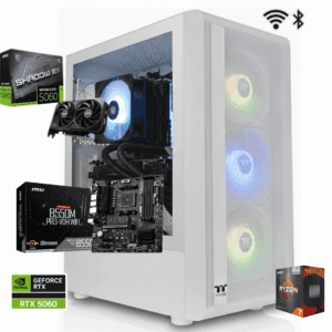 TORRE GAMER RYZEN 7 5700X + BOARD B550 WIFI + BLUETOOTH + 16 GB RAM DDR4+ SSD 512GB + RTX 5060 8GB + CHASIS S200 THERMALTAKE 650W 80+ BRONZE