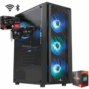 TORRE GAMER RYZEN 5 5500 – B550M WIFI + BT – 16GB DDR4 – SSD 1TB NVMe – RX 7600 8GB  – 600W 80+
