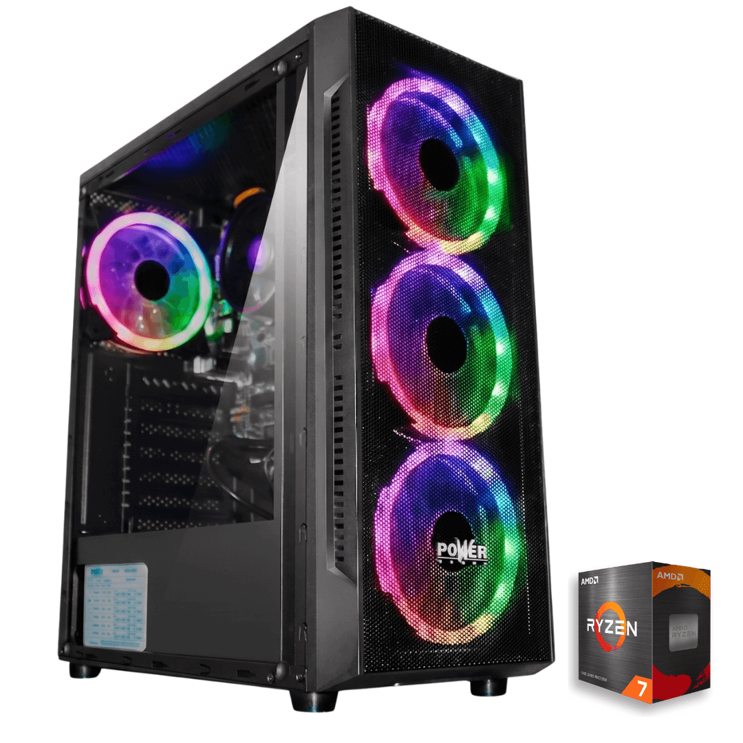 TORRE GAMER Ryzen 7 5700G - Board A520M-K - 32GB DDR4 3200MHz - SSD M.2 512GB - Chasis ATX 4 FAN