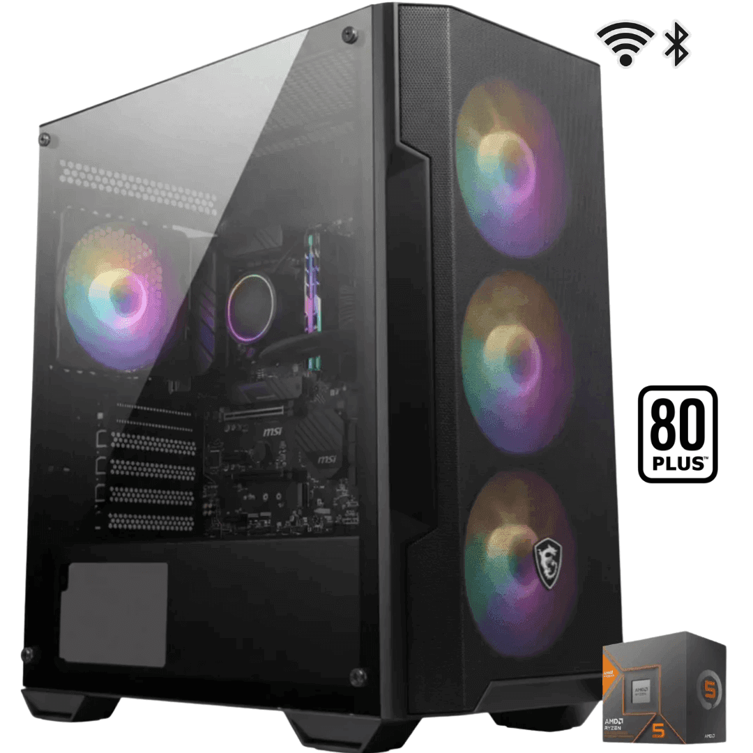 TORRE GAMER RYZEN 5 8600G + BOARD B840 WIFI + BLUETOOTH + 16 GB RAM DDR5+SSD 1 TB M2 + 600W 80+
