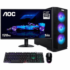 PC Gamer Ryzen 7 5700G - Board A520M-K - Memoria 16GB DDR4 3200MHz - SSD 512GB NVMe - ATX 4 FAN- MONITOR 27 AOC 120HZ