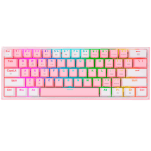 TECLADO MECÁNICO REDRAGON K616 RGB FIZZ PRO BLANCO/ ROSA (S. RED) INALAMBRICO